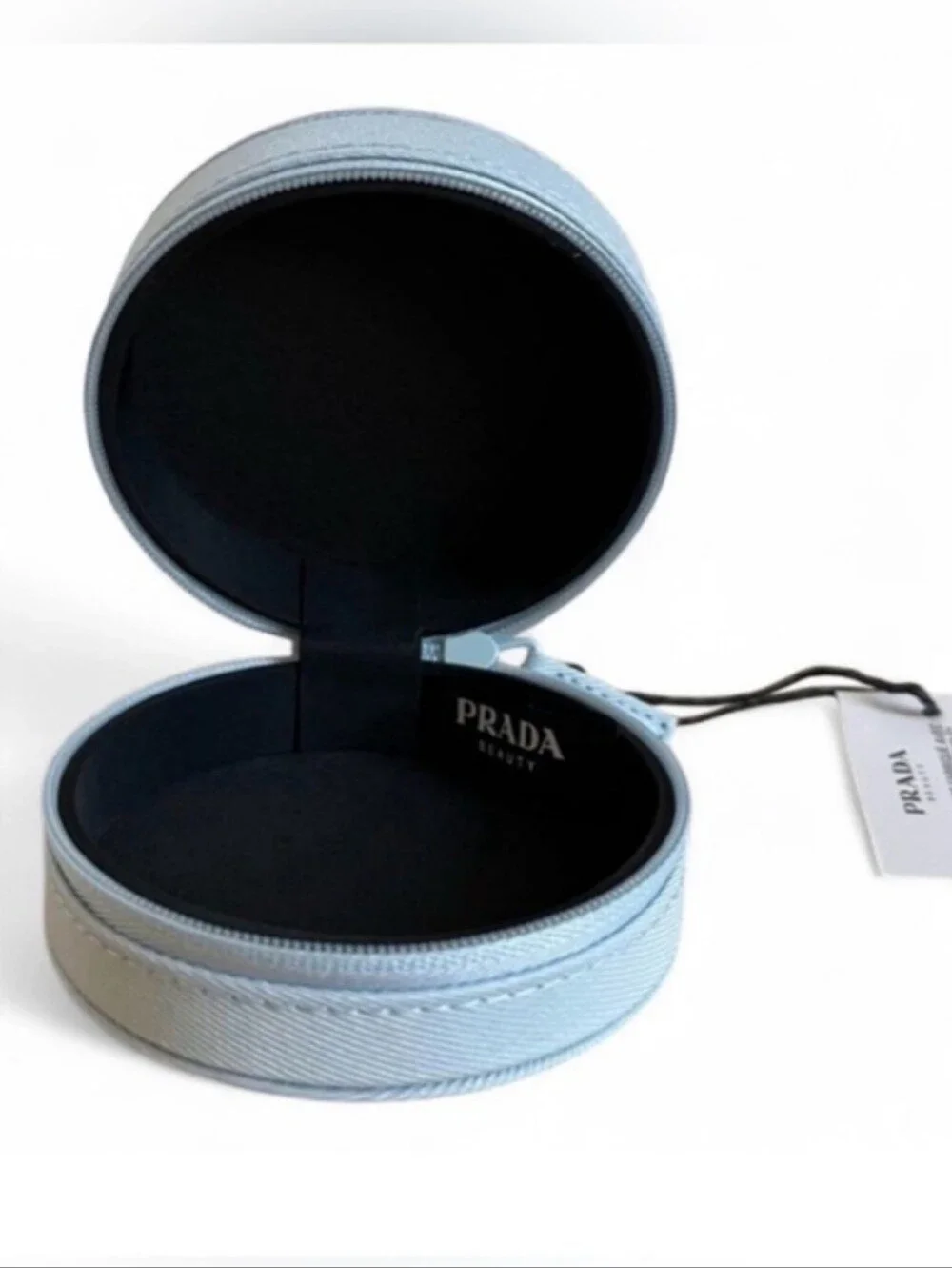 Prada Beauty Round Cosmetic Pouch in Light Blue